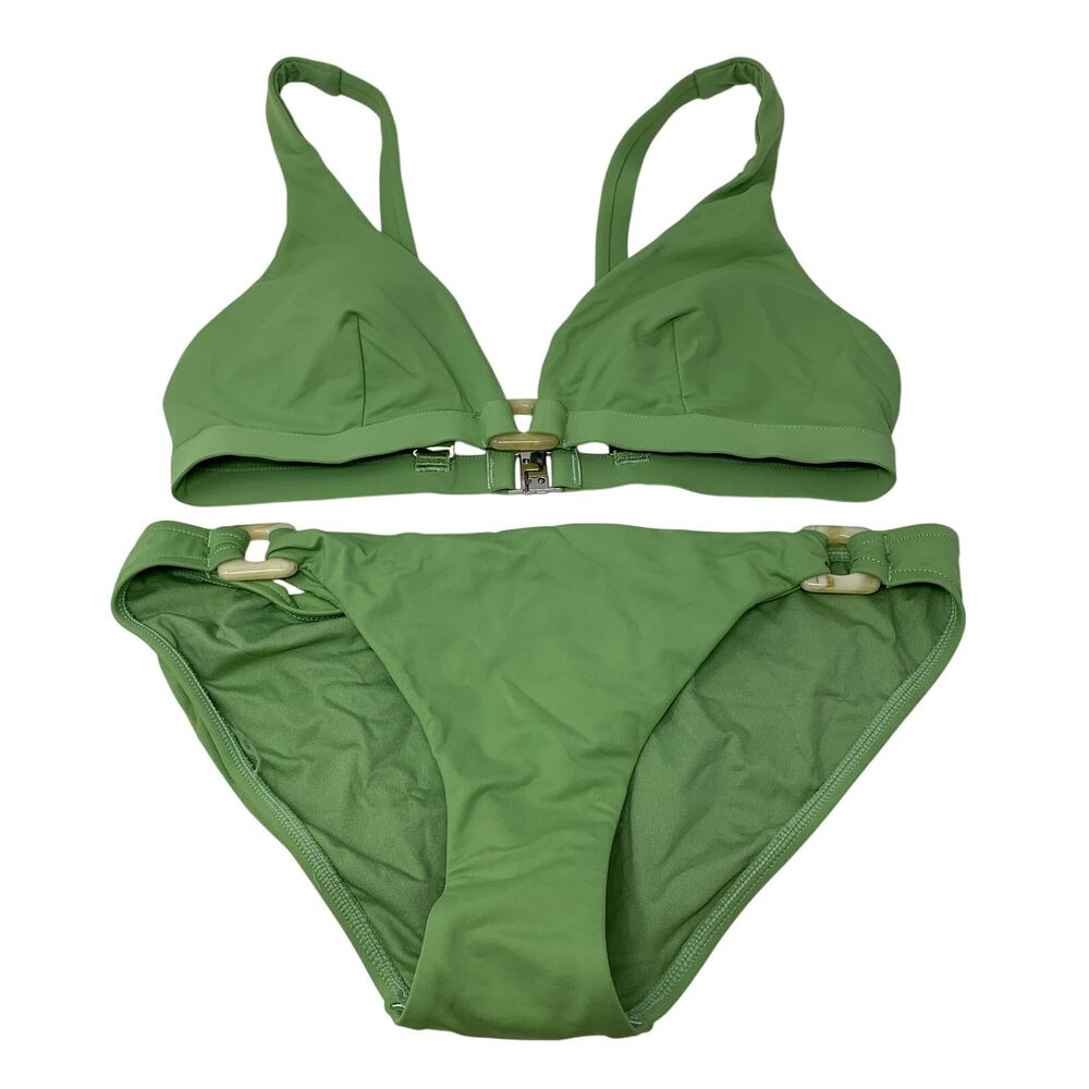 Seafolly Womens US 6 AU 10 Green Bikini Set Ring Hardware Triangle Swim